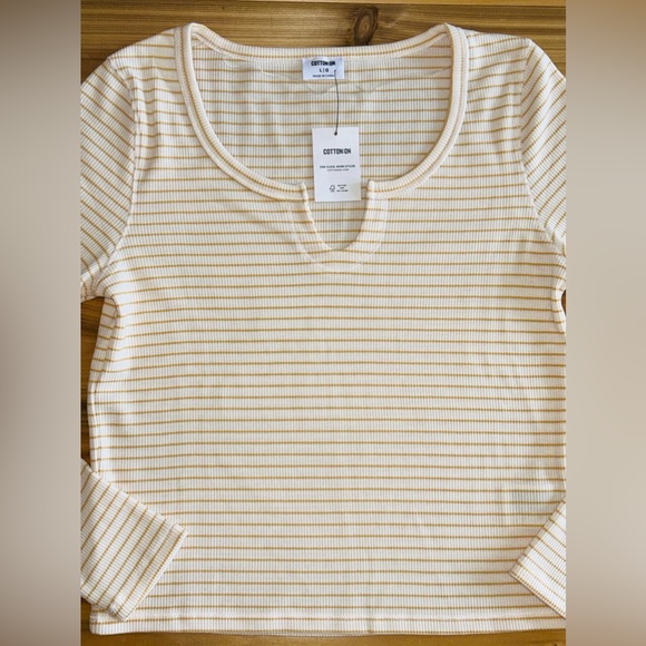 NEW Cotton On Willa Waffle Long Sleeve Top Women’s Henley Size Large NWT - Picture 7 of 16